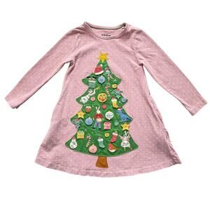 Mini Boden Advent Calendar Lift-The-Flap Christmas Tree Swing Dress Size 5-6y